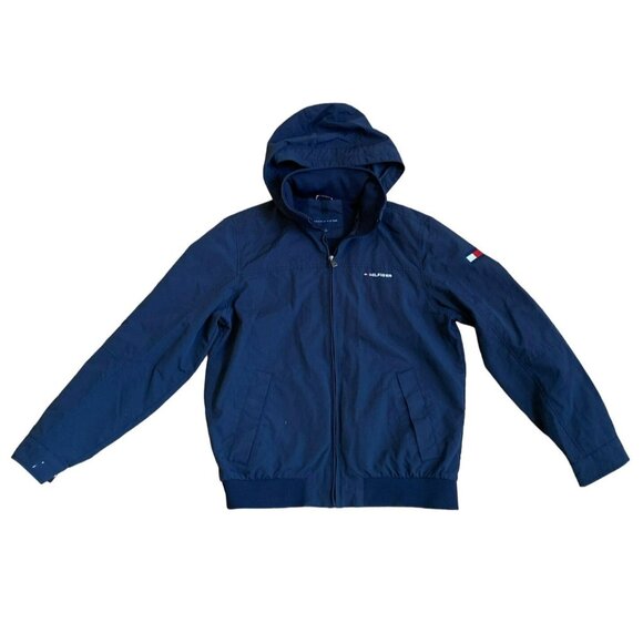 Tommy Hilfiger Mens Navy Blue Full-Zip Jacket With Hood & Logo Detail - Picture 1 of 9
